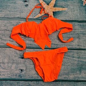 ❗️SALE❗️ 🍊 🆕Bright Orange Ruffle Bikini Swimsuit